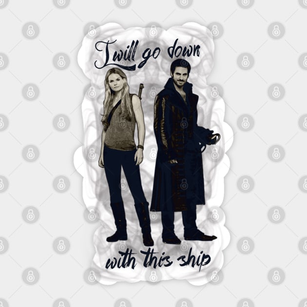 I will go down with this ship - CaptainSwan Sticker by CursedRose